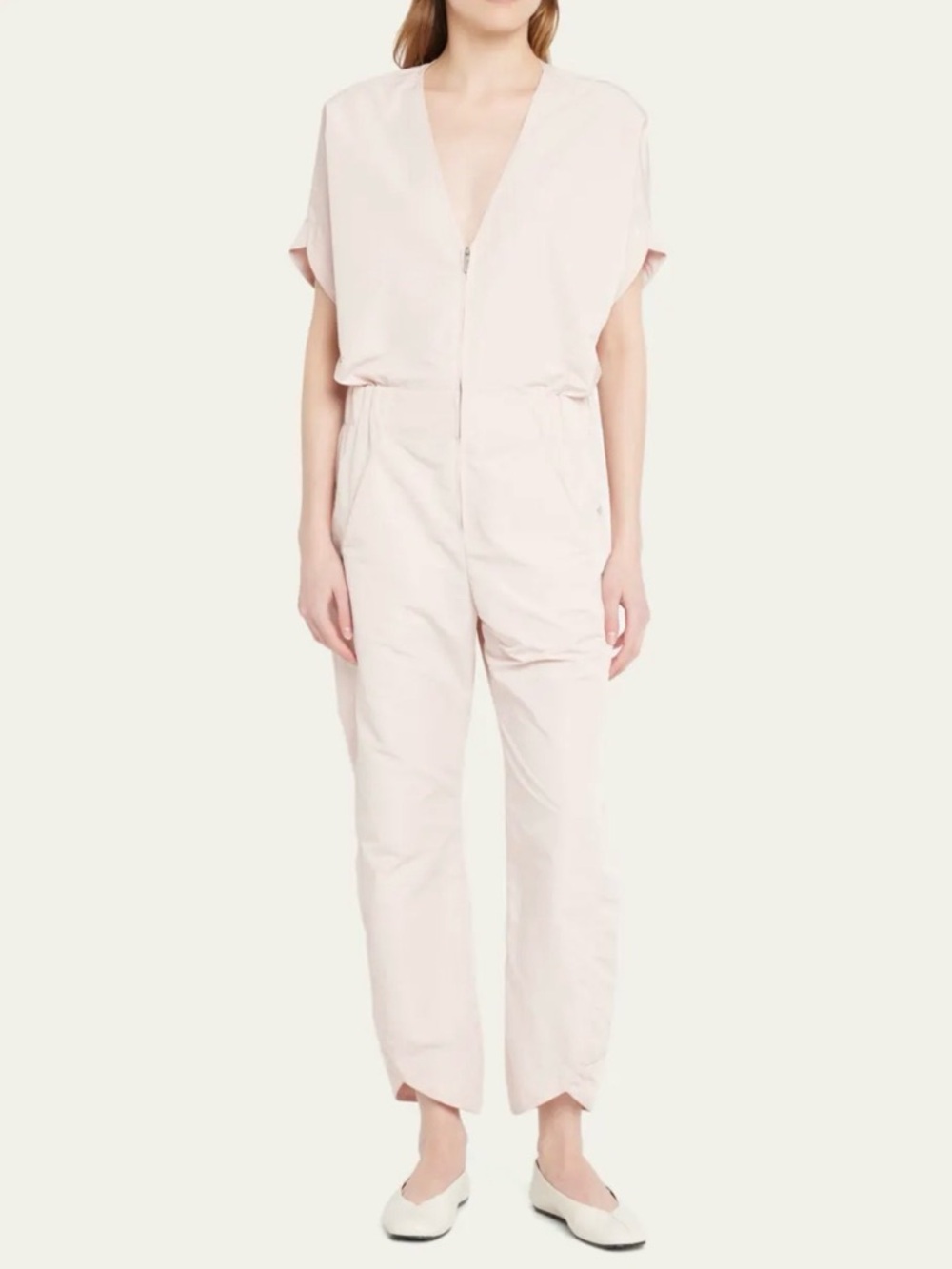 Zero + Maria Cornejo Aissa V-Neck Zip Jumpsuit, Size 4, Color Pale Blush
